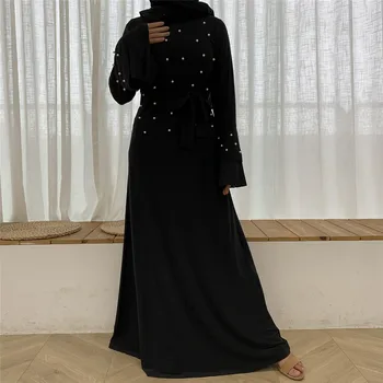 Moslimské Dlhé Šaty Žien Horela Rukávy Kaftan Turecko Abaya Lištovanie Dubaj Eid Hidžáb Oblečenie Islamské Oblečenie Kaftane Marocain Vestido
