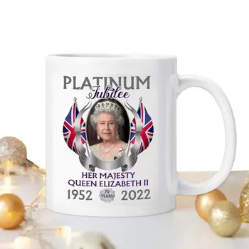 Kráľovná Alžbeta II Káva Hrnčeky Pamätné Kráľovná Veľkej Británie Čaj Hrnčeky Jej Veličenstvo Kráľovná Platinum Jubileum