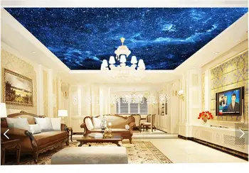 3d foto tapety 3d strop, nástenné maľby, tapety Sky blue noc sen, obývacia izba strop, nástenné maľby, 3d izba tapety
