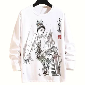 Anime CAROLE & UTOROK Atrament umývanie maľovanie Vytlačené T shirt Jar Jeseň dlhý rukáv Tričko Muži ženy O-Neck T Shirt Topy
