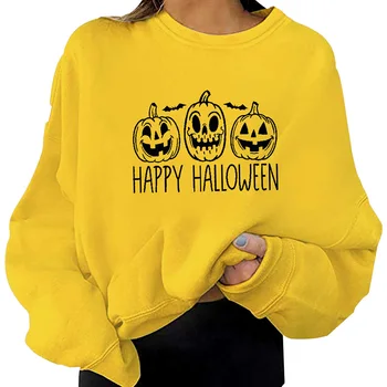 Šťastný Halloween 2021 Jeseň Ženy Hoodies Tekvica Vytlačené Nadrozmerná Žena Voľné Bavlnené Tenké Ženy, Mikiny Dámske Pulóvre