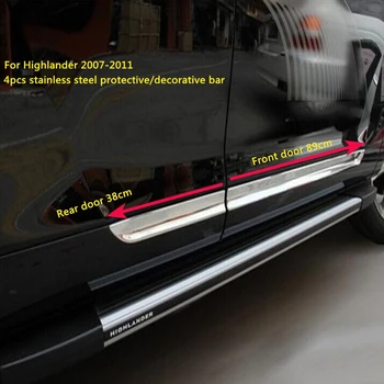 Vyššie hviezda z nehrdzavejúcej ocele 4pcs dvere auta ochranný panel,dvere, dekoratívne bar nálepka pre Toyota Highlander 2007-2011