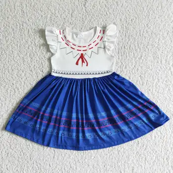 Modrá biele mix klasická kreslená postavička šaty dieťa dievča najnovší dizajn princezná šaty letné krátke rukáv šaty 0-16y