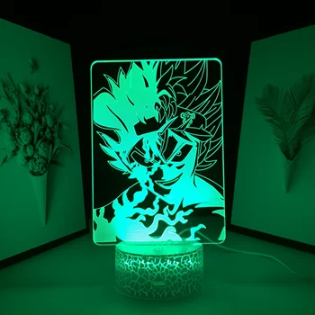 Black Ďatelina Anime Obrázok Asta Svetla, pre Deti Darček k Narodeninám Nočné Svetlo Manga Spálňa Decor Gadget Asta Lampa 3D Lampa Dropship