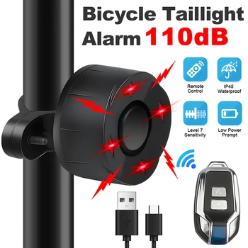 Cyklistické Svetlo Anti Theft Zlodej Smart Alarm zadné svetlo na Diaľkové Ovládanie Bezpečné Bleskové Svetlo, jazda na Bicykli Zariadenia USB Nabíjanie Alarm
