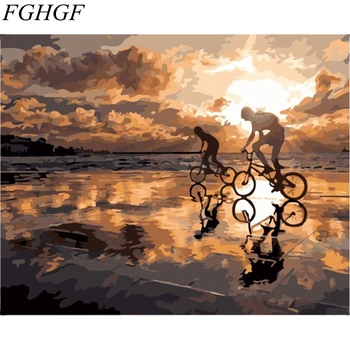 FGHGF Frameless Obrázok DIY Maľovanie Podľa Čísel Zelené Jazero Krajiny Moderné Nástenné Art Obraz Handpainted Na Stenu