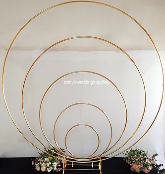 Nový štýl luxusný lesklý balóny kvety stojan kolo kovový kruh zlaté svadobné arch senyu2343