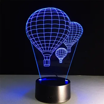 Teplovzdušný Balón Tvar Akrylových 3D Stereo Vision Malá Stolná Lampa USB nápaditosť Stolné Lampy Spálni Spacie Lampa
