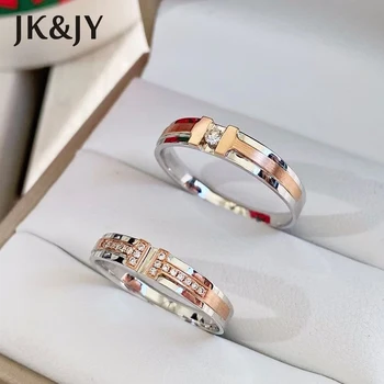 JK&JY 100% 18K Zlata Prírodného Diamantu Dvojité T Pár snubný Prsteň Veľmi Krásne Svadobné Jemné Šperky Veľkoobchod
