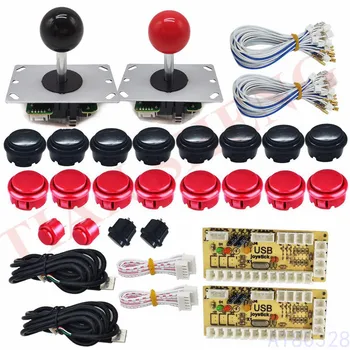 2Player Arcade Tlačidlá a Ovládač Súpravy DIY Radič USB Encoder na PC, Video Hry s 8 Spôsobov, ako Ovládač+20 Tlačítka