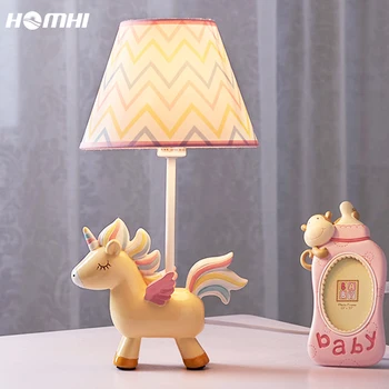 Homhi Jednorožec Baby detský Nočný Stolík Lampa Izba Akryl Dekorácie Pre Dievčatá Zvierat Nočné Svetlo Ružová Moderné HTL-40
