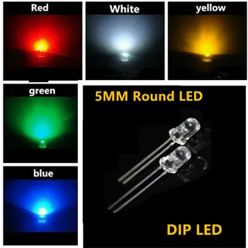 1000 ks/veľa 5mm LED Lampa DC3.0-3.2 V 3.4 V dlhodobom pin Biele teplé drobet červená modrá zelená Oranžová