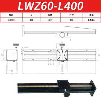Z-Osi LWZ60 400mm Long-range úzko spájat Orezávanie Listov Tabuľka Posuvné Fáze Ručné Posunutie Stojan na Platforme