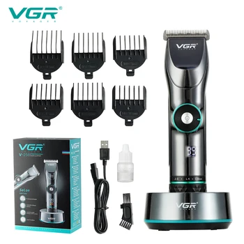 VGR Hair Clipper 5-výstroj Tine Ladenie Elektrické Kaderníctvo, LED Digitálny Displej Vlasy Rezací Stroj Človeka Zastrihávač brady V-256