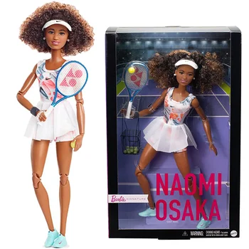Na Sklade Naomi Osaka Bábika Barbie GXL17 Tenisové Šaty s Brushstroke Tlač Tenis Skutočný Barbie Black Label Kolekcie Bábika Dievča