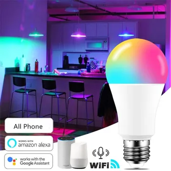 15W WiFi Smart Light LED Žiarovka B22 E27 RGB LED Lampa Pracovať S Alexa/Domovská stránka Google 85-265V RGB+Biela Stmievateľné Časovač Funkcia Bulb 20