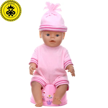 3 Farby Baby Doll Oblečenie Roztomilý Okrúhly Klobúk+ Krátke Kombinézach Vyhovovali Oblečenie vhodné 43 cm Baby Doll Príslušenstvo T7