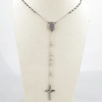 NOVÉ!! Katolícka Ježiš Kríž Prívesok Bohyne Trendy Dlhý Ruženec Náhrdelník Pre Pánske a Ženy 4 mm korálok módne Šperky HZB025B