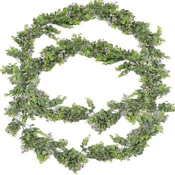 Najlepšie 2 Pack 6 Umelé Eukalyptu Garland Zelene Viniča Rastlina Pre Svadobné Pozadí Arch Stenu Decor