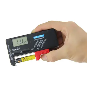 HiMISS Univerzálny Digitálny LCD Batéria Tester Napätia Testovanie Meter pre AA, AAA, C, D 9VButton Batérie Čierny Nie Vrátane Batérie