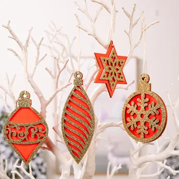 4pcs Vianočný Stromček, Drevené Ozdoby Visí Prívesky Snowflake Vianočné Dekorácie pre Domov Navidad Noel Dar Nového Roku 2023