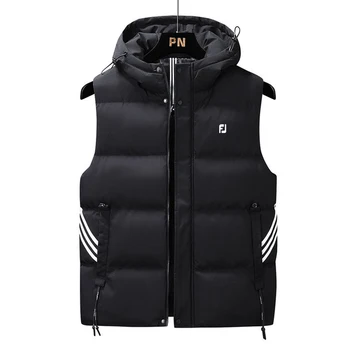Zimné Golf bundy vesta pre mužov 2022 dole bavlna vetru teplé Golf nosiť vestu s kapucňou mužov nové módne voľné bundy Kabáty