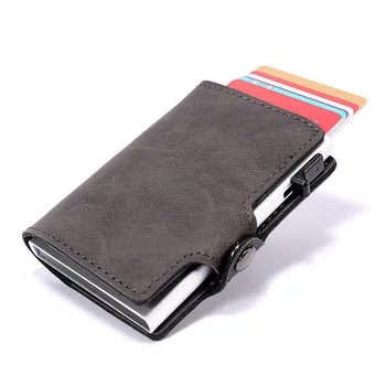 Casekey Vintage Kožené Slim Peňaženky Smart Mini Rfid Peňaženka s Pop-Up Kovové Kreditnej Karty Držiteľ Porte Carte