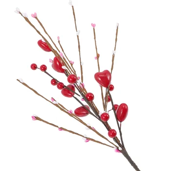 Kvet Berry Pobočky Umelých Tipov Valentine Stonky Srdce Červená Výzdoba Deň Kytice Valentines Pobočiek Bobule Svadobné Faux