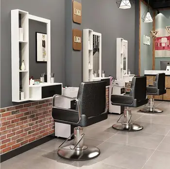 Kaderníctvo zrkadlo vlasy salon zrkadlo tabuľka kabinetu doske integrované stenu holičstvo, kaderníctvo zrkadlo tabuľka