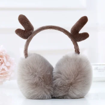 2022 Vianočné slúchadlové chrániče Sluchu Zimné chrániče sluchu Teplé Jelene Parohy chrániče sluchu Ženy Slúchadlá Ochranu Sluchu Nové Kožušiny Elk chrániče sluchu