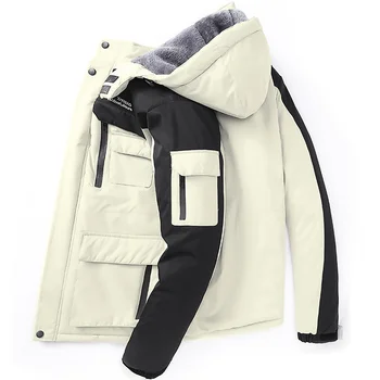 Zimná Bunda Mužov Vetrovka 6XL Jacket Mens Plus Velvet Zahusťovanie Kabáty s Kapucňou Lyžiarske Oblek Mužov Bežné Teplé Bundy Kabát s Kapucňou Coats