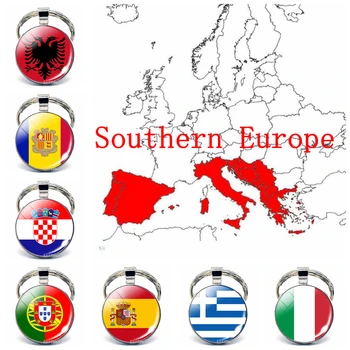 Južná Európa: Portugalsko, Grécko, Španielsko, Taliansko Rumunsko Vlajka Prívesok Na Sklo Šperky Keychain Prívesok Patriot Národných Dní Dary