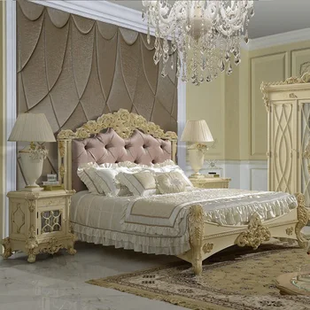 Vlastné francúzsky súd masívneho dreva manželská posteľ Európskej handričku, na veľkú posteľ spálňa Princezná 1.8 svadobné lôžko taliansky luxus