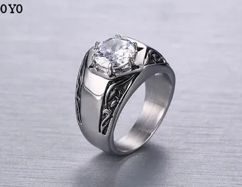 100%925 strieborný prsteň biely zirkón krúžok pánskej módy mincový striebro krúžok