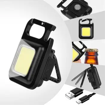 Mini LED Baterka Multifunkčné Keychain Svetlo USB Nabíjateľná Baterka Prenosné Outdoor Camping Núdzové Výstražné Lampy