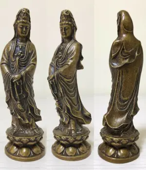 guanyin Zberateľskú Vintage Staré Handwork Tibete Vybojovať bronz Kwan-yin Socha