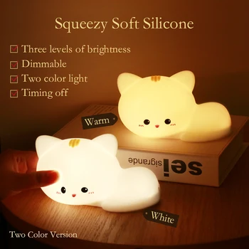 Silikónové Nočné Svetlo Dotykový Snímač Roztomilý Zvierat Mačka Nabíjateľná LED Stmievateľné Farba Lampa Pre Dieťa Deti detský Dekoratívne Spálne