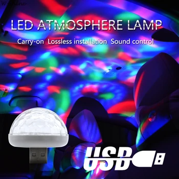 Mini USB LED Svetlá Strana Prenosné Crystal Ball Domov Karaoke Party Dekorácie Farebné Fáze LED Disco Svetlo