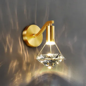 Nové LED Nástenné Svietidlo Spálňa Nočné Osvetlenie Uličky Crystal Pozadí Sconce Tvorivé Moderné Zlaté Luxusná Obývacia Izba Dekor Svetlo
