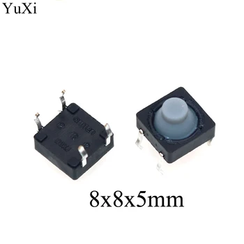YuXi 8x8x5.5MM 4PIN Vodivé Silikónové Soundless Hmatové Takt Push Button Micro Switch 8*8*5mm Self-reset 8x8x5 mm DIP4