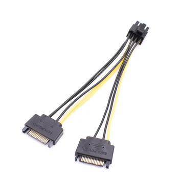 10PCS 15 cm PCI-Express Power Adaptér, Kábel, Dvojité SATA Konektor Na 8pin（6+2）pin