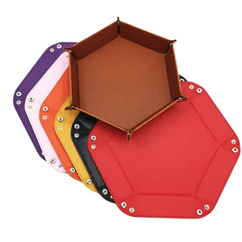 Skladacie Hexagon Kocky Zásobník Purpurové Kocky Box Pre RPG DnD Hry Kocky Skladovanie Prípade, 8 Farieb PU Koža