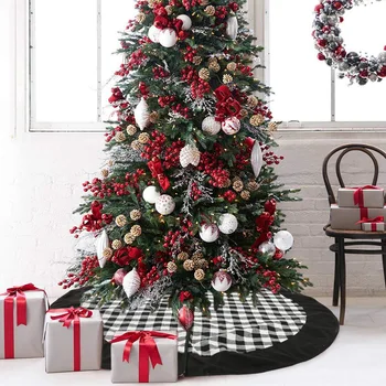 120 cm Vianočné Dekorácie Strom Sukne, biele, Čierne Kockované Strom Sukne Strom Zástera Strom Šaty, Dekorácie
